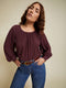 Nation Sloane Elastic Neck Tee Garnet - shopbody.com