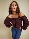 Nation Sloane Elastic Neck Tee Garnet - shopbody.com
