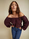Nation Sloane Elastic Neck Tee Garnet - shopbody.com