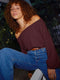 Nation Sloane Elastic Neck Tee Garnet - shopbody.com