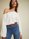 Nation Sloane Elastic Neck Tee Off White - shopbody.com