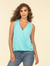 Veronica M S/L Cupro Surplice Top - Turquoise-shopbody.com