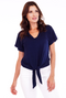 Veronica M. Tie Front Tee in Royal Blue - Body & Soul Boutique