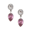 Charles Albert Silver - Clear Quartz & Lab Pink Gemstone Post Earrings-shopbody.com