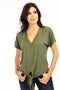 Veronica M. Tie Front Tee in Green - Body & Soul Boutique
