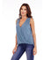 Veronica M S/L Cupro Surplice Top - Antique Blue - Body & Soul Boutique