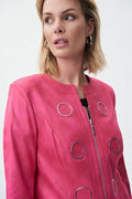 Joseph Ribkoff Zip Front Collarless Jacket-shopbody.com