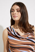 Joseph Ribkoff Striped Drape Neck Top-shopbody.com