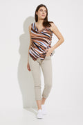 Joseph Ribkoff Striped Drape Neck Top-shopbody.com