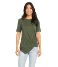 Karen Kane Side Drape Top Olive-shopbody.com